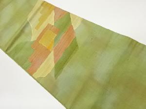 手織り紬抽象模様織出し開き名古屋帯（額縁仕立て）